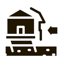 house demolishes with wind glyph icon vector. house demolishes with wind sign. isolated symbol illustration