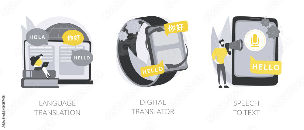 Canvas Prints multilingual mobile application abstract concept vector illustrations.