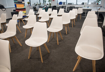 Rows of white chair