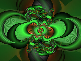 Green phosphorescent brown abstract background with swirls