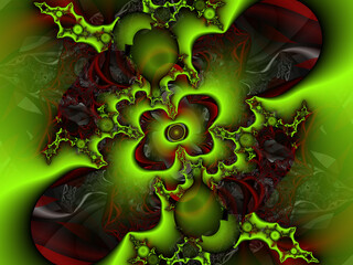 Obraz premium Green red pink design, petals, abstract background