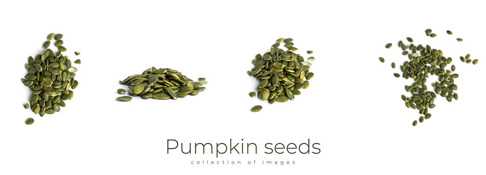 Pumpkin seeds isolated on a white background.