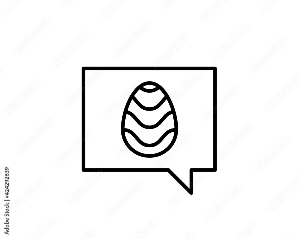 Poster easter egg dialogue bubble line icon. happy easter speech balloon outline style pictogram on white b