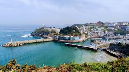 Fototapeta premium Luarca city and port, Asturias, Spain