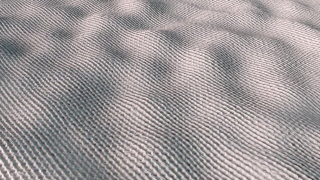 Elegant relief from fibers 3d render of silk with soft texture. Satin embellishment with mountain ripples and machine knit stitches. Light tracery modern drapery with velvet edges.
