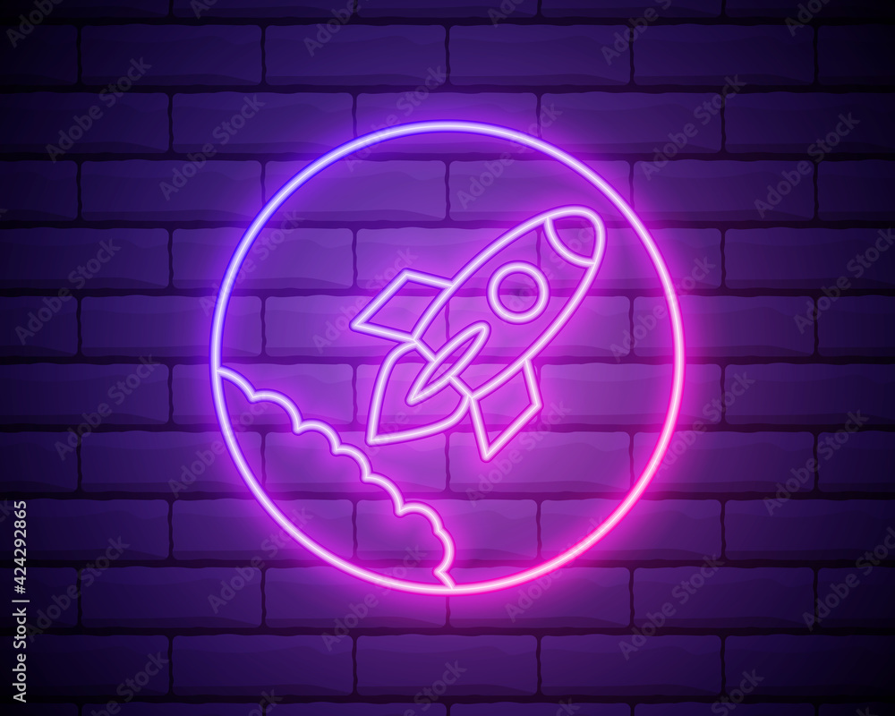 Poster rocket neon icon. elements of toys set. simple icon for websites, web design, mobile app, info graph