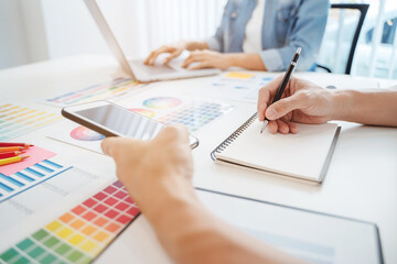 Diversity Startup team working with new project in modern meeting room..