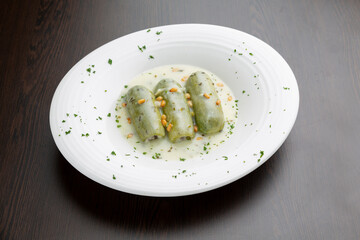 Zucchini in yogurt sauce typical food Arab Islam Middle East