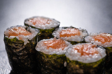 Various kind of sushi, details and good light.