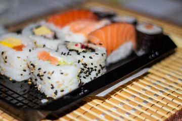 sushi on the plate with chopstick