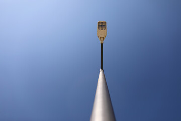 Lamppost on blue sky background. modern lamppost. copy spece
