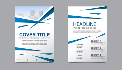 a4 Brochure flyer business template abstract geometric blue line