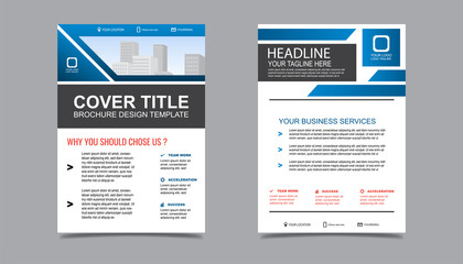 a4 Brochure flyer business template abstract geometric blue line