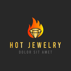 Hot Jewelry logo design concept premium