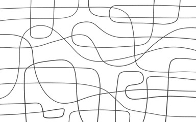 Black and white illustrated abstract line pattern background