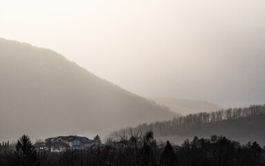 misty morning in the mountains