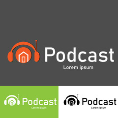 creative Podcast. Vector flat illustration, icon, logo design on white background