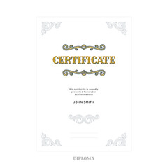 Vintage frame with design elements. Hand drawn retro style diploma and certificate luxury vector template. Part of set.