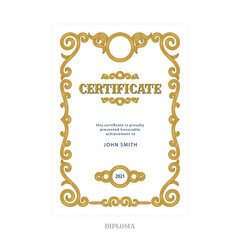 Vintage frame with design elements. Hand drawn retro style diploma and certificate luxury vector template. Part of set.