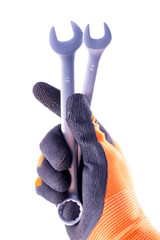 Hand-held flat wrenches. Accessories for mechanics to carry out repairs in the household.