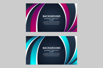 Set of template banners and text box for design abstract background. dark background combined with white, blue and pink gradient colors. Horizontal layout. 