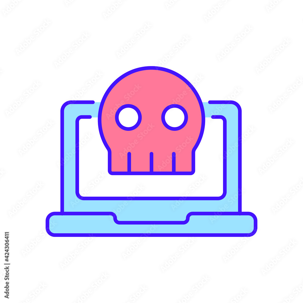 Aufkleber computer virus color icon. error. thin line customizable illustration. contour symbol. vector isolat