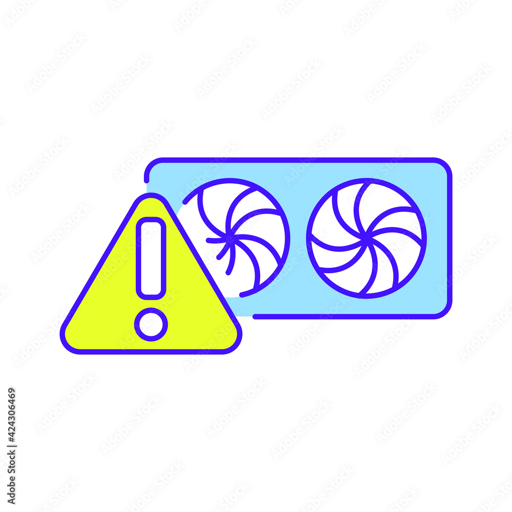 Poster breaking of the video card linear icon. error. thin line customizable illustration. contour symbol. 