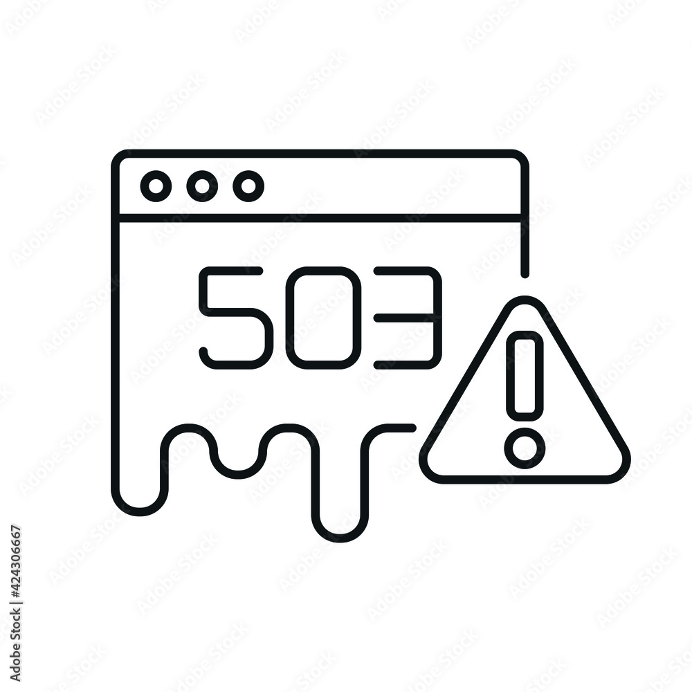 Poster 503 error linear icon. service temporarily unavailable. thin line customizable illustration. contour