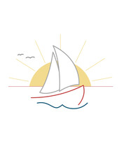 sailboat sunset and birds