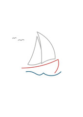 sailboat simple with birds