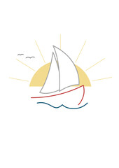 sailboat sun with birds
