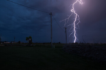 Naklejka na ściany i meble Thunder and lightning storm close strike Yakima Indian reservation