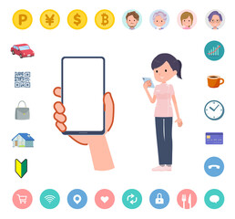 flat type medical staff woman_Look-at-mobile