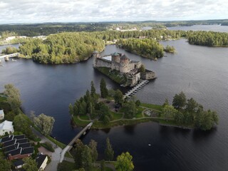 Aerial view of Olavinlinna castle in Savonlinna, Finland
Summertime