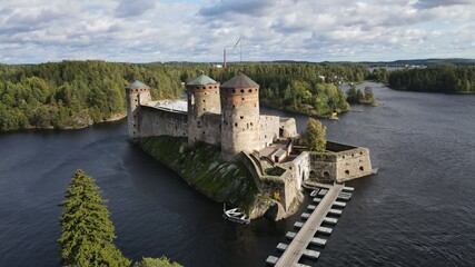 Aerial view of Olavinlinna castle in Savonlinna, Finland
Summertime
