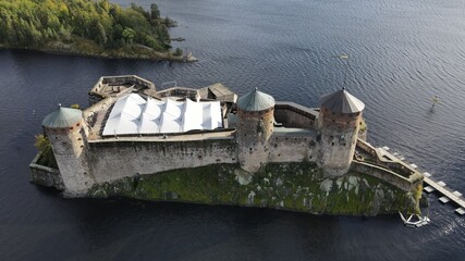 Aerial view of Olavinlinna castle in Savonlinna, Finland
Summertime