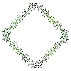 緑の小枝と実のフレームイラスト 2