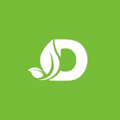 Letter D eco leaves logo icon design template elements