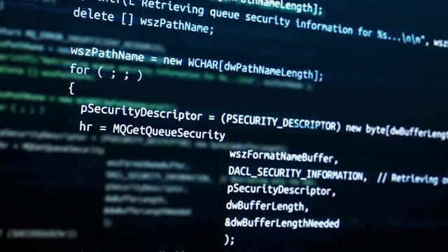 Encrypted fast scrolling programming security hacking code Loop Animation Background. as coding, developing, programming, education, hacking, web programming and data processing.