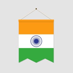 The national flag of India vertical icon isolated on gray background. Language symbol modern, simple, vector, icon for website design, mobile app. Vector Illustration