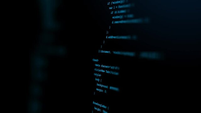 Modern tech Program development and blockchain concept Animation. Developer working on program codes in office. Hacking or protection data. software developer and Computer script concept