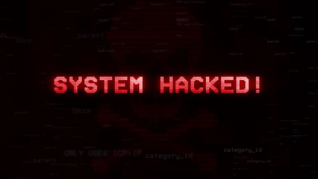 System Hacked Warning Notification Generated on Digital System Security Alert Error Message on Computer Screen after Entering Login And Password . Cyber Crime, Computer Hacking Concept