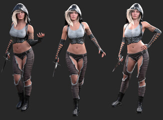 Shadow Hunter Poses on grey background 2