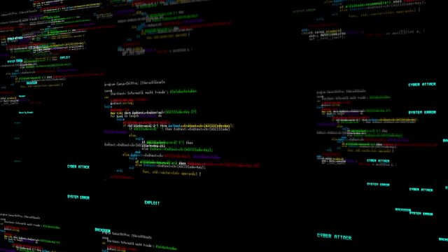 4k Abstract computer code running in a virtual space Loop Animation. Software developer programming code technology Network Security, Cyber Security, Digital Protection, Computer Hack Background