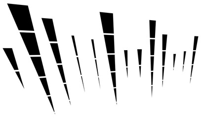Dashed dynamic lines, stripes. 3D Lines in perspective vanishing with gaps