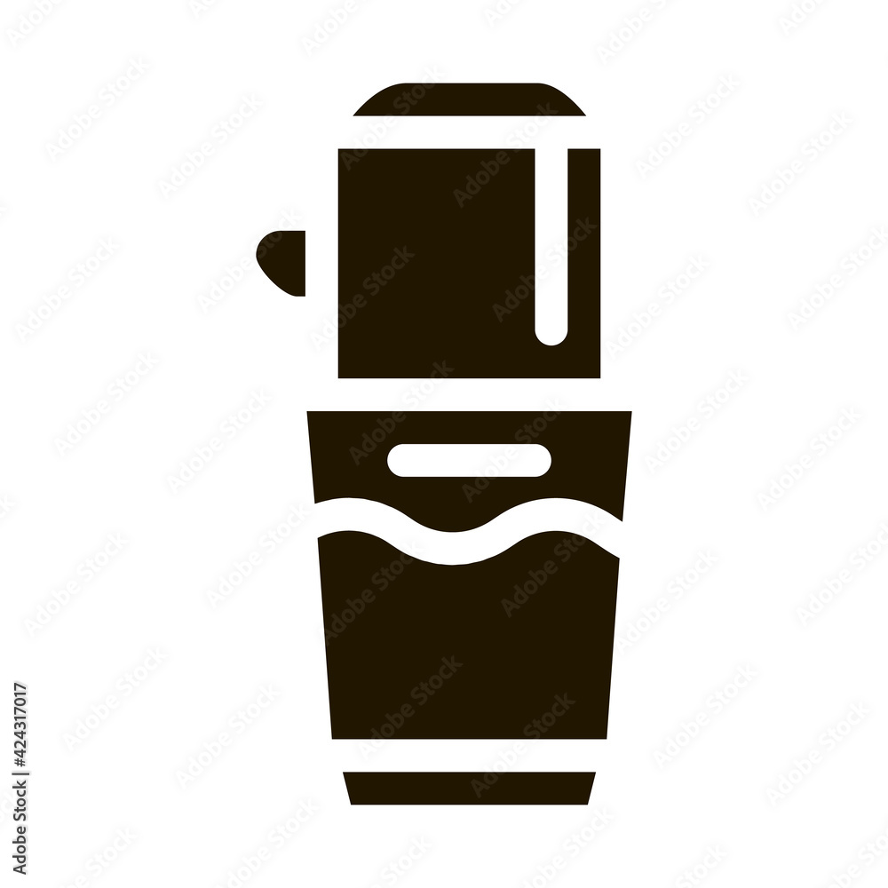 Sticker coffee grinder machine glyph icon vector. coffee grinder machine sign. isolated symbol illustration