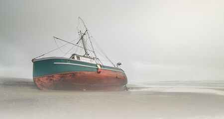 Westport Washington Foggy beached shipwreck boat vessel