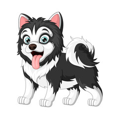 Cute baby dog cartoon on white background