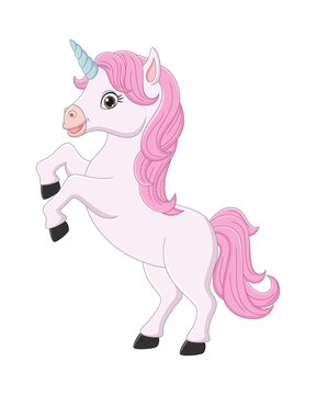 Cartoon little pink magical unicorn