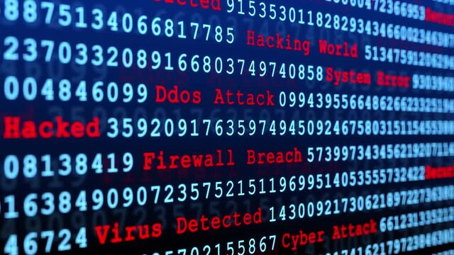 Digital binary data, streaming code matrix background Loop Animation. programming coding hacker cyberspace. 3d rendering. Digital Hacker Program Coding Cyber Screen